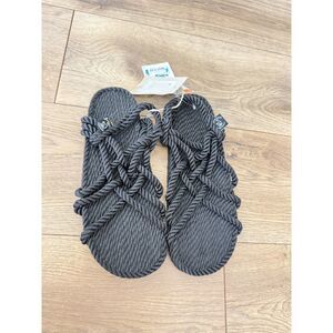 NOMADIC STATE OF MIND NWT 10 Sandals JC Handmade Shoes Straw Black Sundance